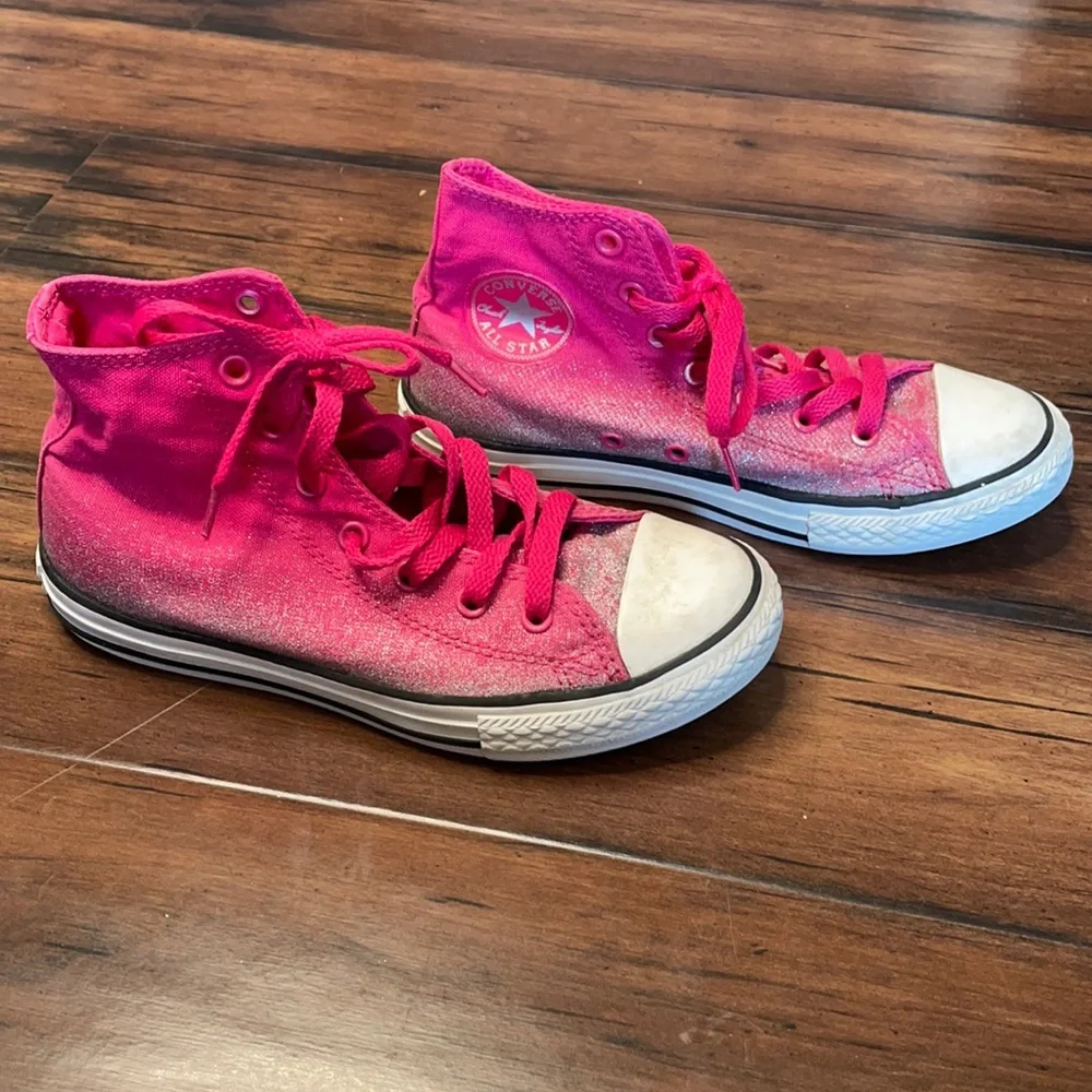 Converse canvas high tops pink,silver‎ glitter size 3